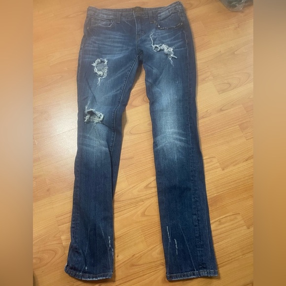 Rerock For Express Jeans Womens EU 28Blue Boot Low-Rise Pocket Design Distressed - Picture 1 of 11